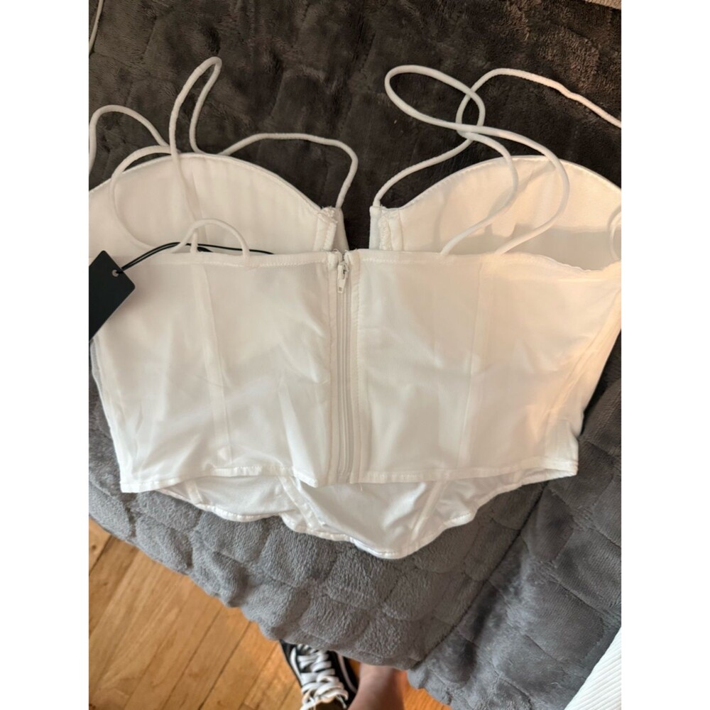 Fashion Nova - White Strappy Bustier Crop top - Picture 3 of 3